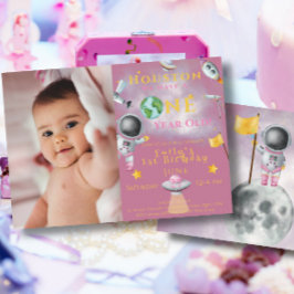 Invitación Houston tenemos astronauta chica espacial de un añ