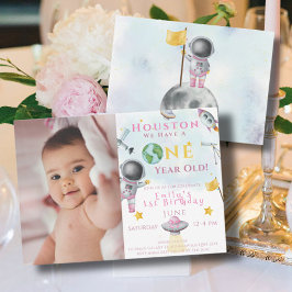 Invitación Houston tenemos astronauta chica espacial de un añ