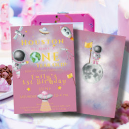 Invitación Houston tenemos astronauta chica espacial de un añ