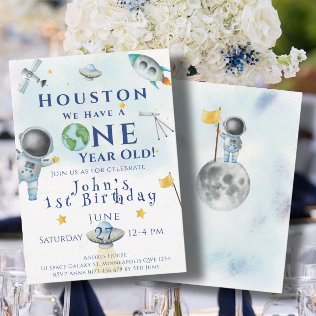 Invitación Houston tenemos un astronauta espacial de un año (Subido por el creador)