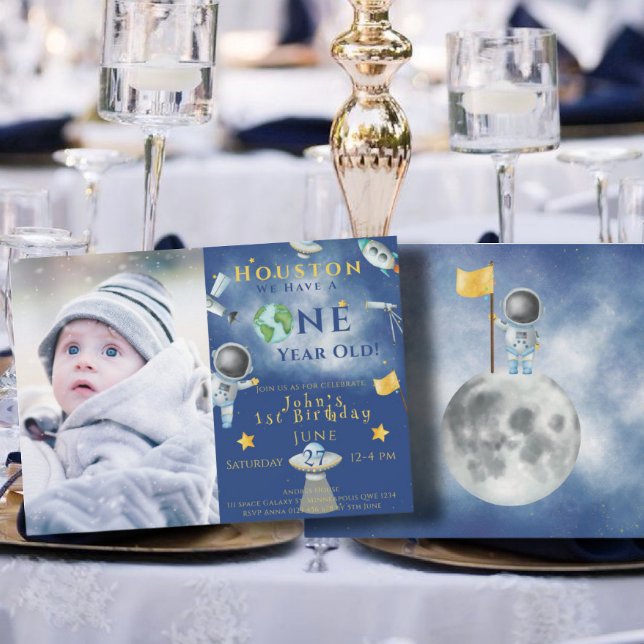 Invitación Houston tenemos un astronauta espacial de un año (Subido por el creador)
