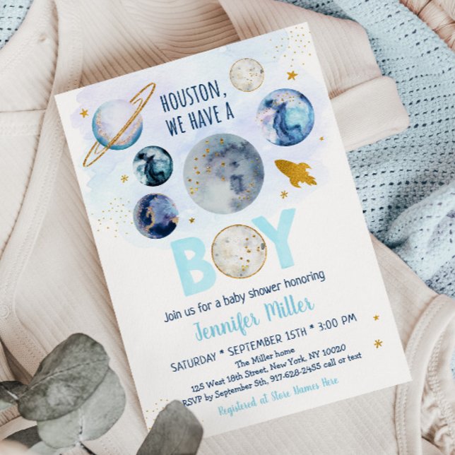 Invitación Houston Tenemos Un Baby Shower De Boy Space (Subido por el creador)