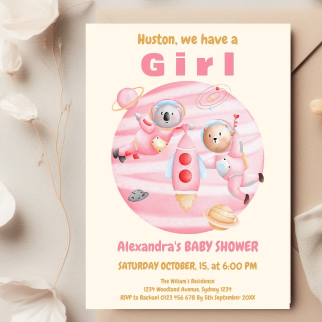 Invitación Houston tenemos un Baby Shower de espacio Chica (Subido por el creador)