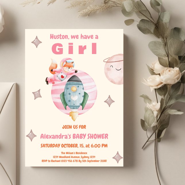 Invitación Houston tenemos un Baby Shower de espacio Chica (Subido por el creador)