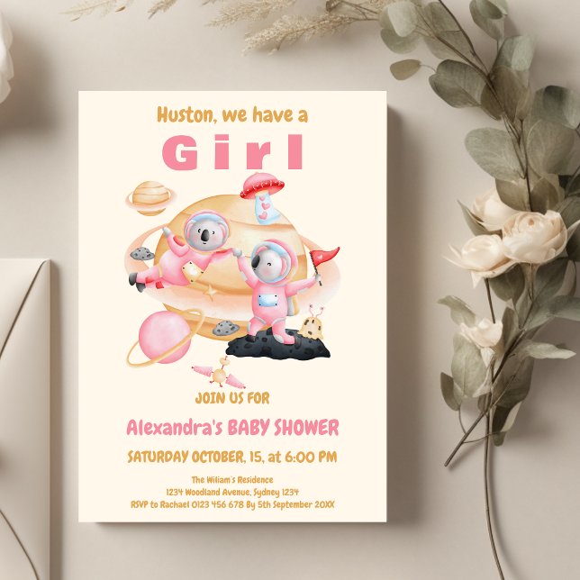 Invitación Houston tenemos un Baby Shower de espacio Chica (Subido por el creador)