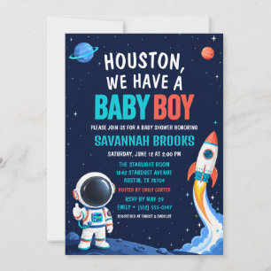 Invitación Houston Tenemos un Bebe Niño Fiesta de Bebe Espaci