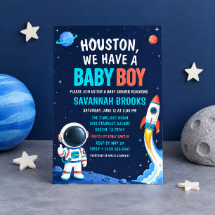 Invitación Houston Tenemos un Bebe Niño Fiesta de Bebe Espaci