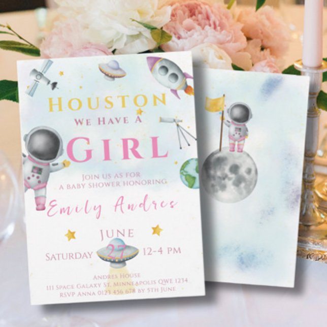 Invitación Houston Tenemos un Chica astronauta en el espacio  (Subido por el creador)