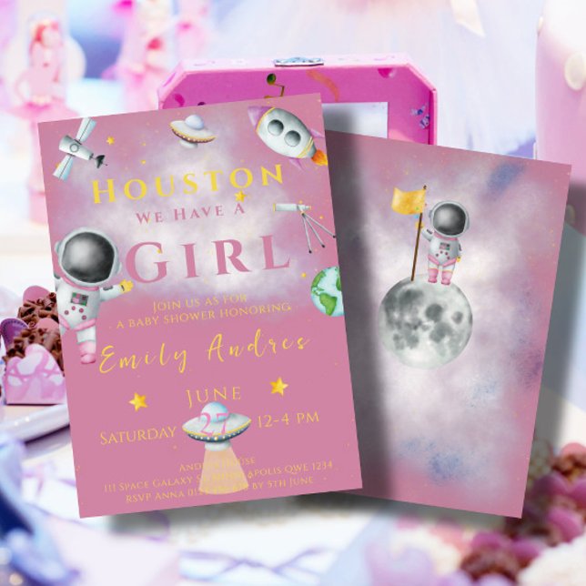 Invitación Houston Tenemos un Chica astronauta en el espacio  (Subido por el creador)