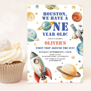 Invitación Houston Tenemos un Cumpleaños de 1 Año! Cumpleaños