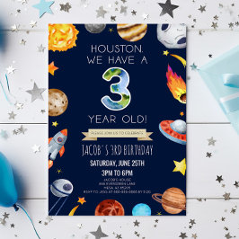 Invitación Houston Tenemos Un Fiesta De 3 Años De Edad