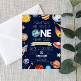 Invitación Houston Tenemos Un Fiesta De Primer Cumpleaños De