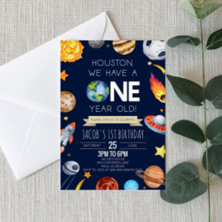 Invitación Houston Tenemos Un Fiesta De Primer Cumpleaños De