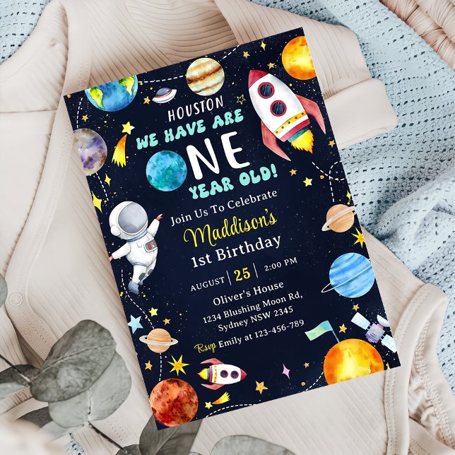 Invitación Houston Tenemos Un Fiesta De Primer Cumpleaños De  (Subido por el creador)