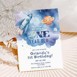 Invitación Houston tenemos un niño de un año de edad cumpleañ