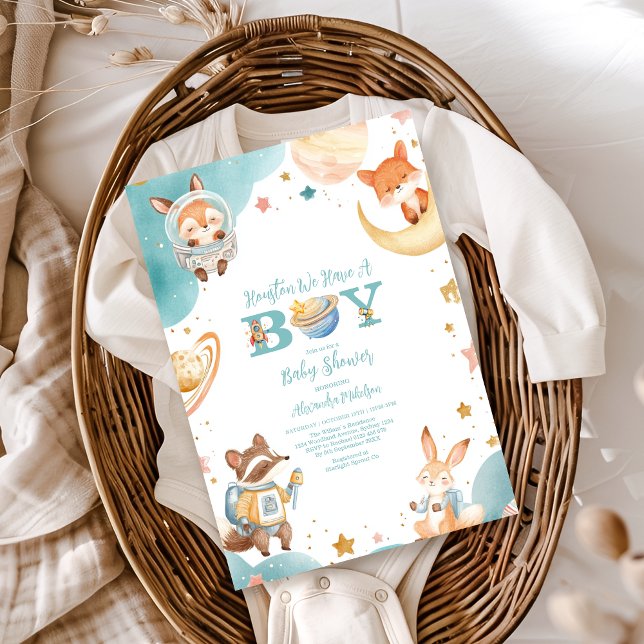 Invitación Houston Tenemos Una Baby Shower De Boy Space (Subido por el creador)
