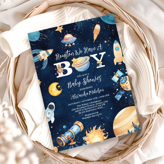 Invitación Houston Tenemos Una Baby Shower De Boy Space (Subido por el creador)