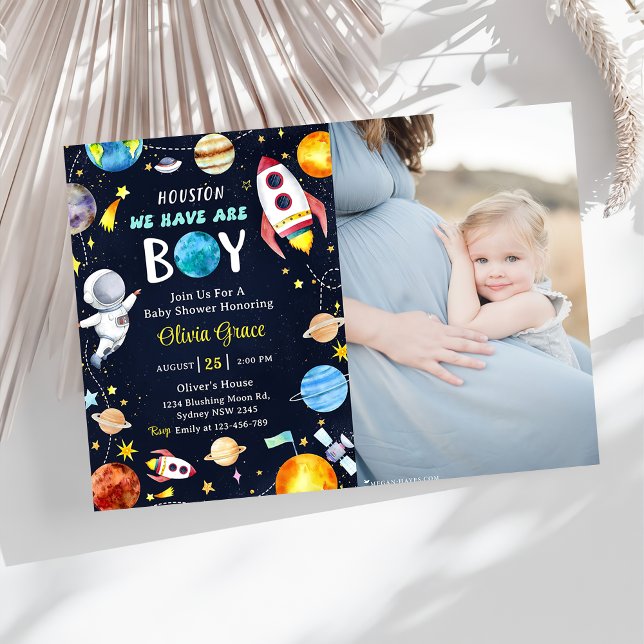 Invitación Houston Tenemos Una Baby Shower De Boy Space (Subido por el creador)