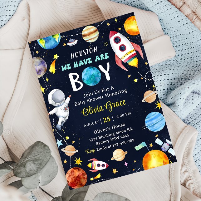 Invitación Houston Tenemos Una Baby Shower De Boy Space (Subido por el creador)