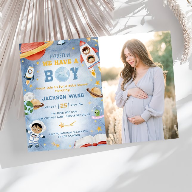 Invitación Houston Tenemos Una Baby Shower De Boy Space (Subido por el creador)
