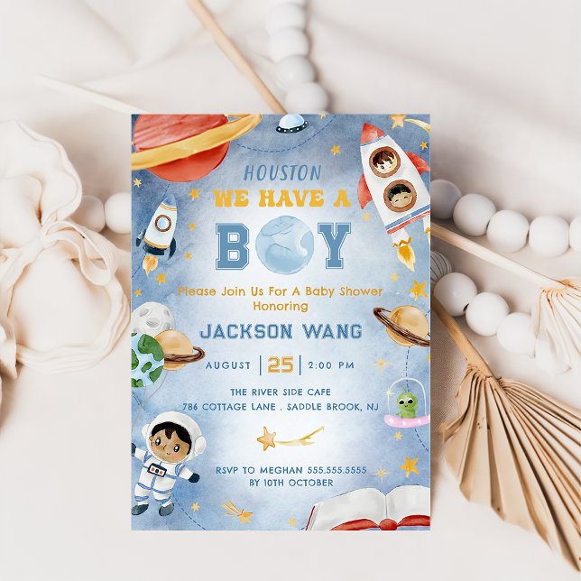 Invitación Houston Tenemos Una Baby Shower De Boy Space (Subido por el creador)