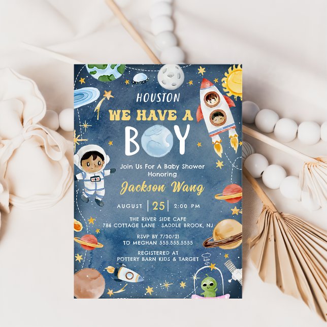 Invitación Houston Tenemos Una Baby Shower De Boy Space (Subido por el creador)