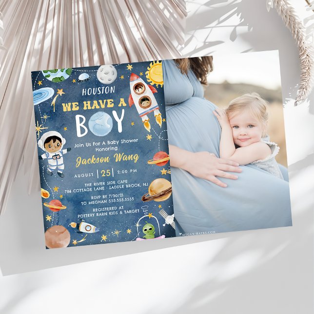 Invitación Houston Tenemos Una Baby Shower De Boy Space (Subido por el creador)