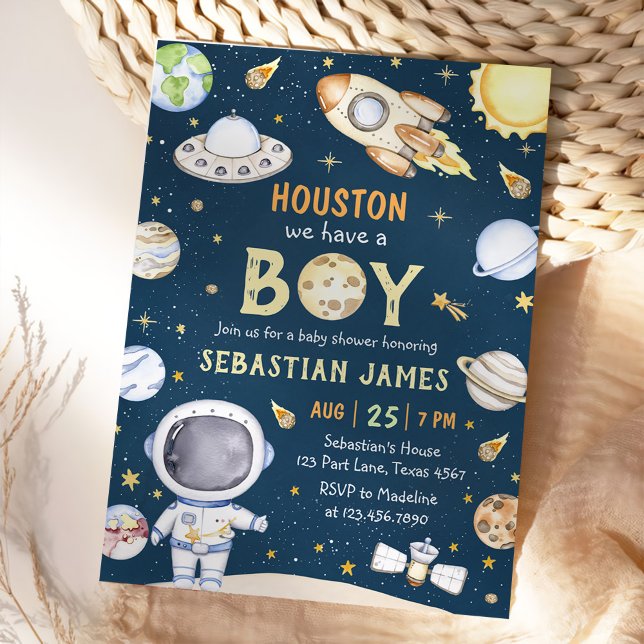 Invitación Houston Tenemos Una Baby Shower De Boy Space (Subido por el creador)