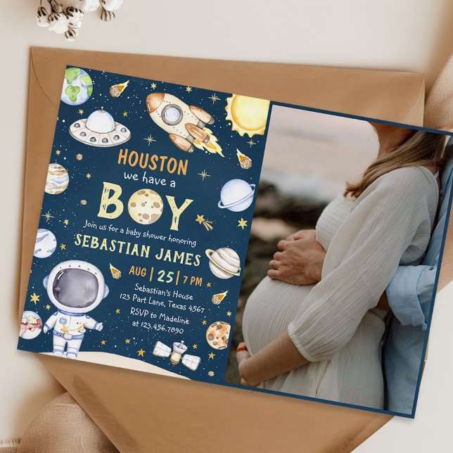 Invitación Houston Tenemos Una Baby Shower De Boy Space (Subido por el creador)