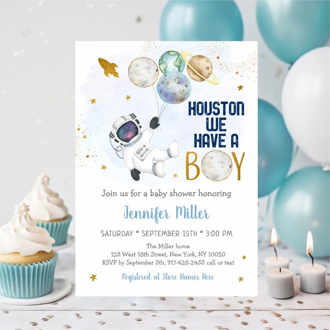 Invitación Houston Tenemos Una Baby Shower Espacial De Astron (Subido por el creador)