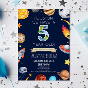 Invitación Houston Tenemos una Fiesta de 5 Años
