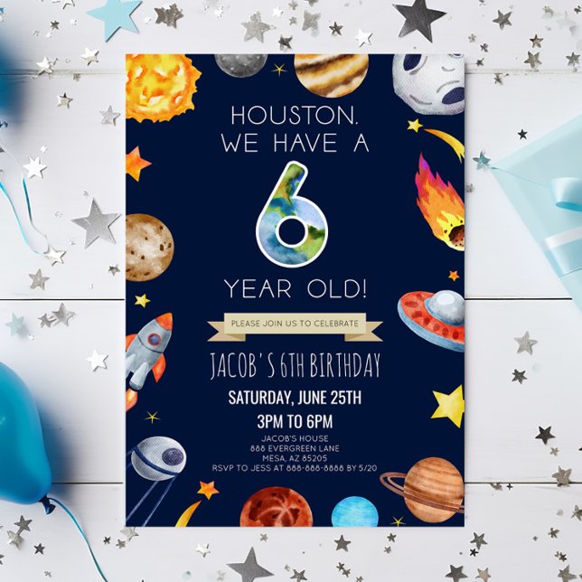 Invitación Houston Tenemos una Fiesta de Cumpleaños 6 Años (Subido por el creador)