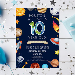 Invitación Houston Tenemos Una Fiesta De Cumpleaños De 10 Año