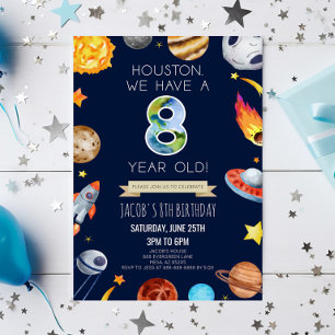Invitación Houston Tenemos Una Fiesta De Cumpleaños De 8 Años