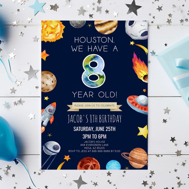Invitación Houston Tenemos Una Fiesta De Cumpleaños De 8 Años (Subido por el creador)