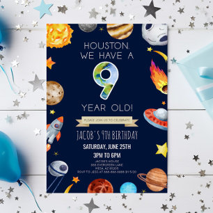 Invitación Houston Tenemos Una Fiesta De Cumpleaños De 9 Años