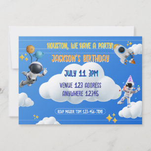 Invitación Houston Tenemos una Fiesta de Cumpleaños Espacial