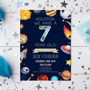 Invitación Houston Tenemos una fiesta de cumpleaños número 7 