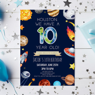 Invitación Houston We Have A 10 Year Old 10th Birthday Party