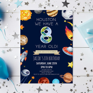 Invitación Houston We Have A 8 Year Old 8th Birthday Party