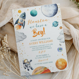 Invitación Houston We Have a Boy Space Baby Shower
