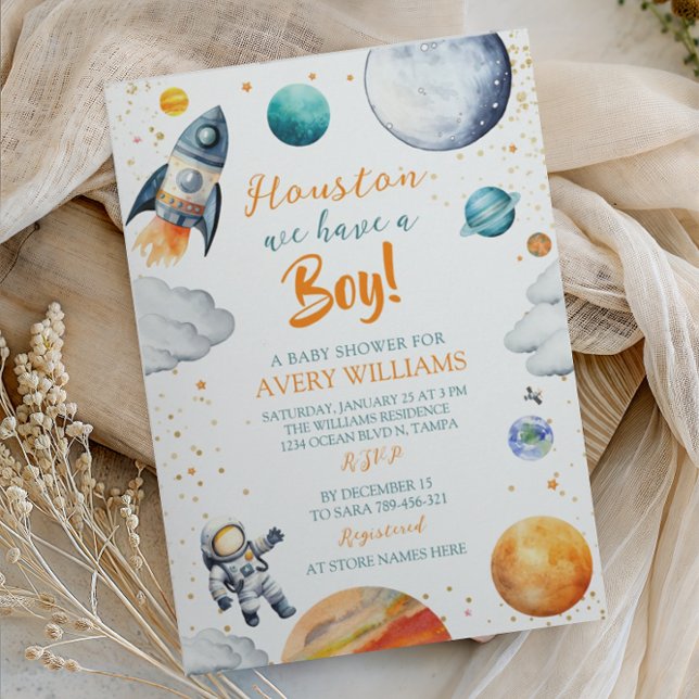 Invitación Houston We Have a Boy Space Baby Shower (Subido por el creador)