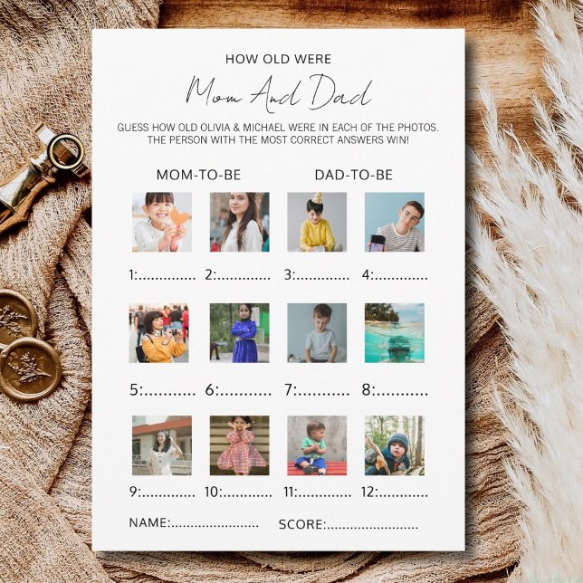 Invitación How Old Were The Mom & Dad To Be Baby Shower Game (Subido por el creador)