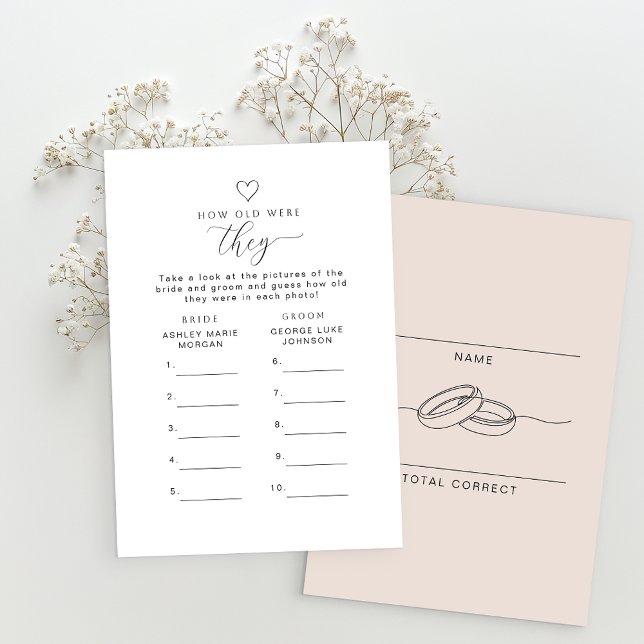 Invitación How Old Were They Printable Game Card (Digital download available - Shower game card)