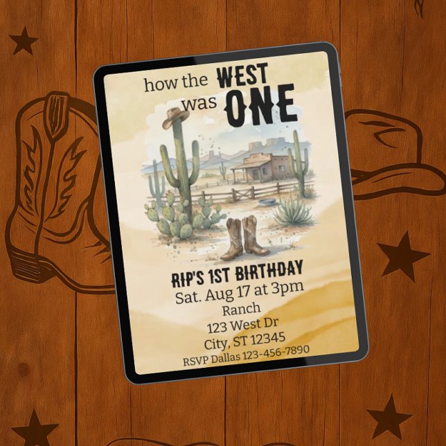 Invitación How the West was ONE, western 1st Birthday (Subido por el creador)