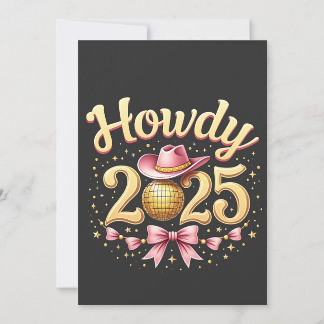 Invitación Howdy 2025 New Year Eve Cowboy Western (Anverso)