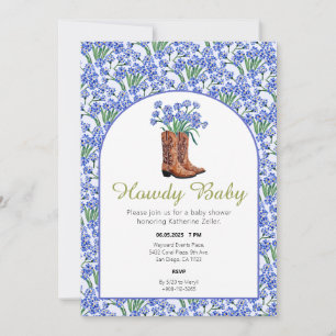 Invitación Howdy Baby Bluebonnets Cowboy Western
