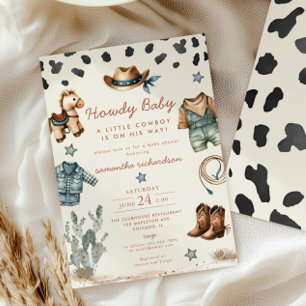 Invitación Howdy Baby Little Cowboy Baby Shower
