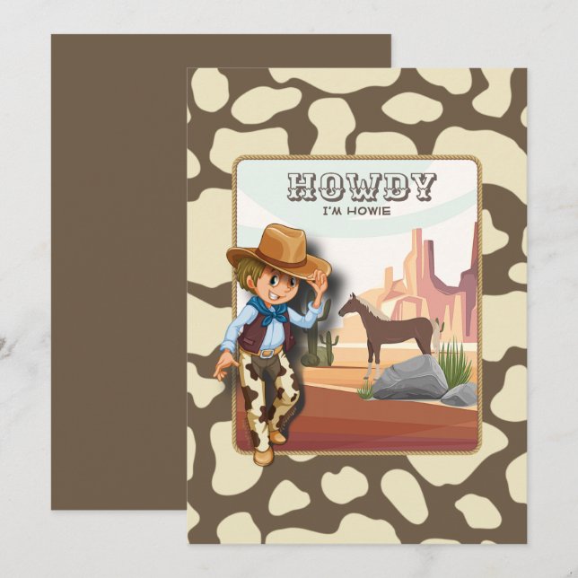 Invitación Howdy howies impresión animal de primer cumpleaños (Anverso / Reverso)