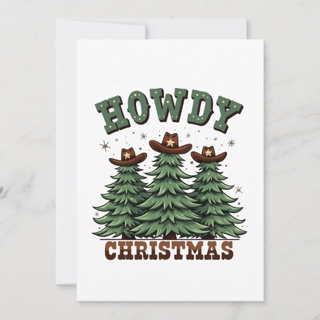 Invitación Howdy Navidades Cactus Western Xmas (Anverso)